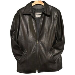 TUSKANY 黒 レザー ジャケット S Leather Flight Jacket – Black